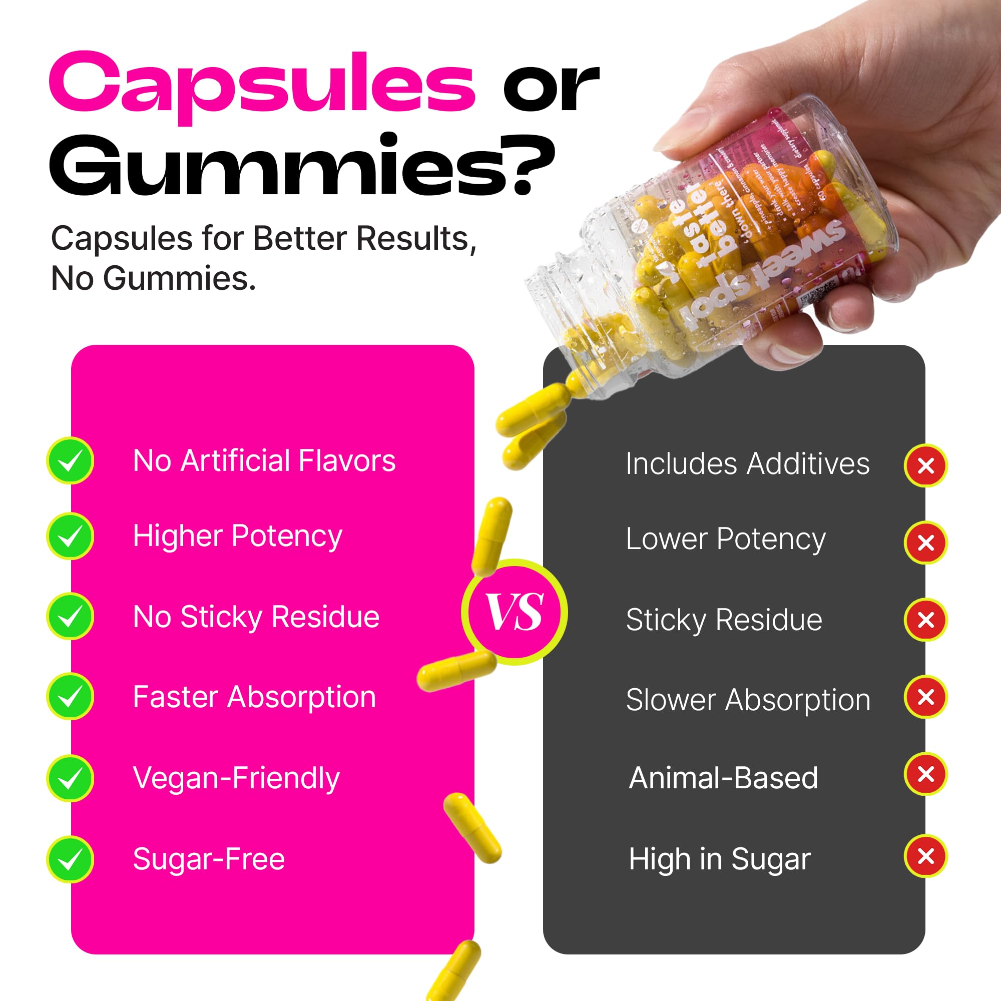 TASTE THE SWEET SPOT etiqueta nutricional detallando ingredientes limpios