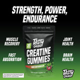 TASTY GAINS comparación de tamaño en la mano para escala, dosificación clara