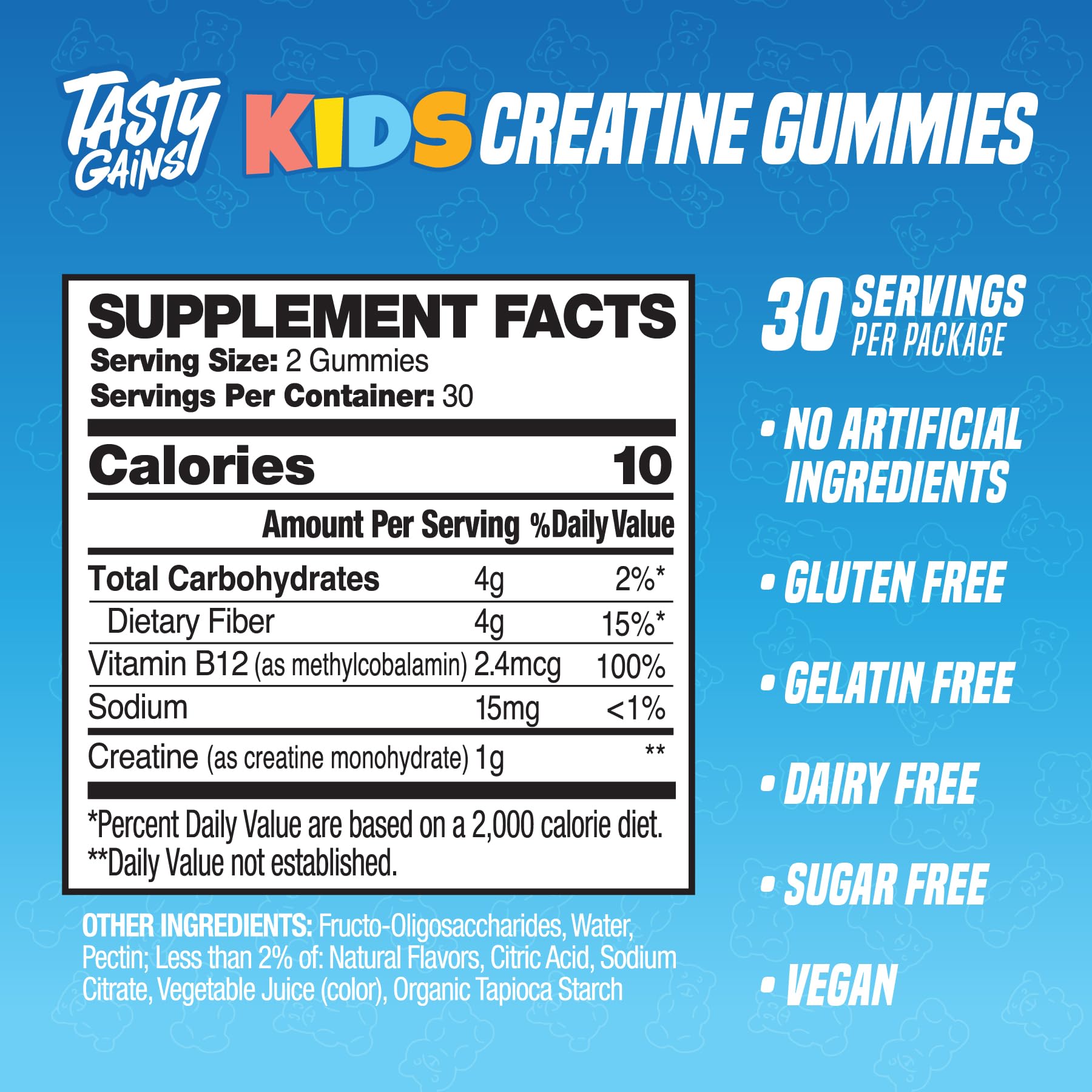 TASTY GAINS gominolas apiladas mostrando color frambuesa azul apetecible