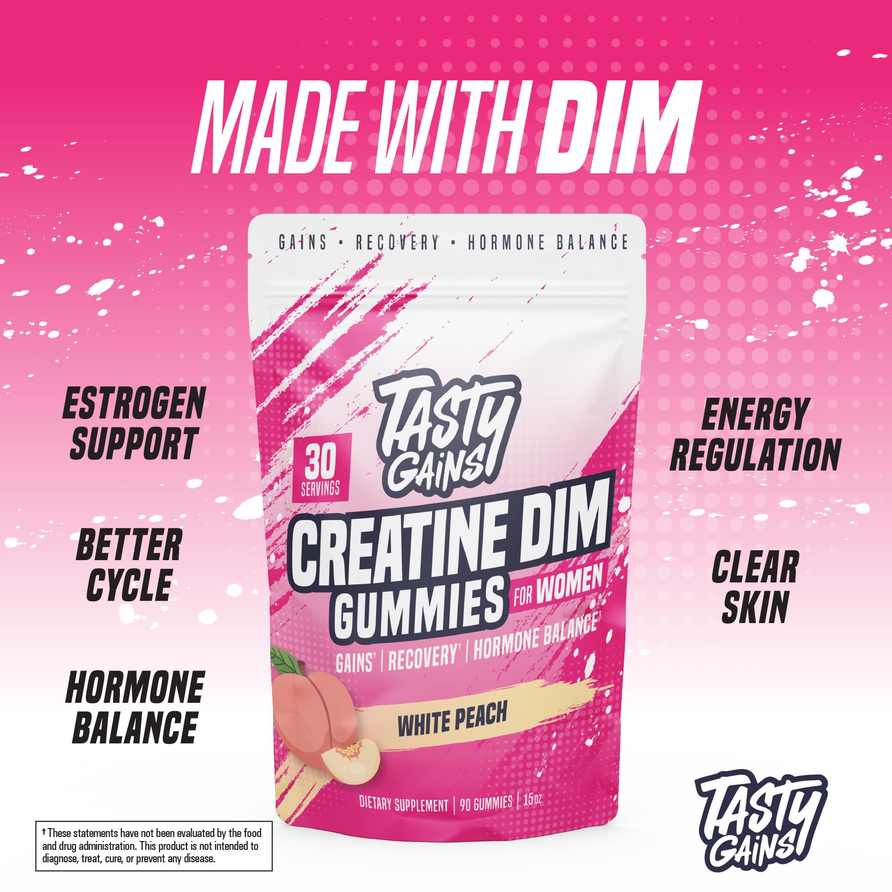 TASTY GAINS gomita en primer plano mostrando textura y sabor durazno
