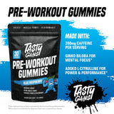TASTY GAINS gomitas en mano listas para tomar antes de entrenar