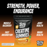 TASTY GAINS ingredientes listados destacando creatina monohidrato y origen USA