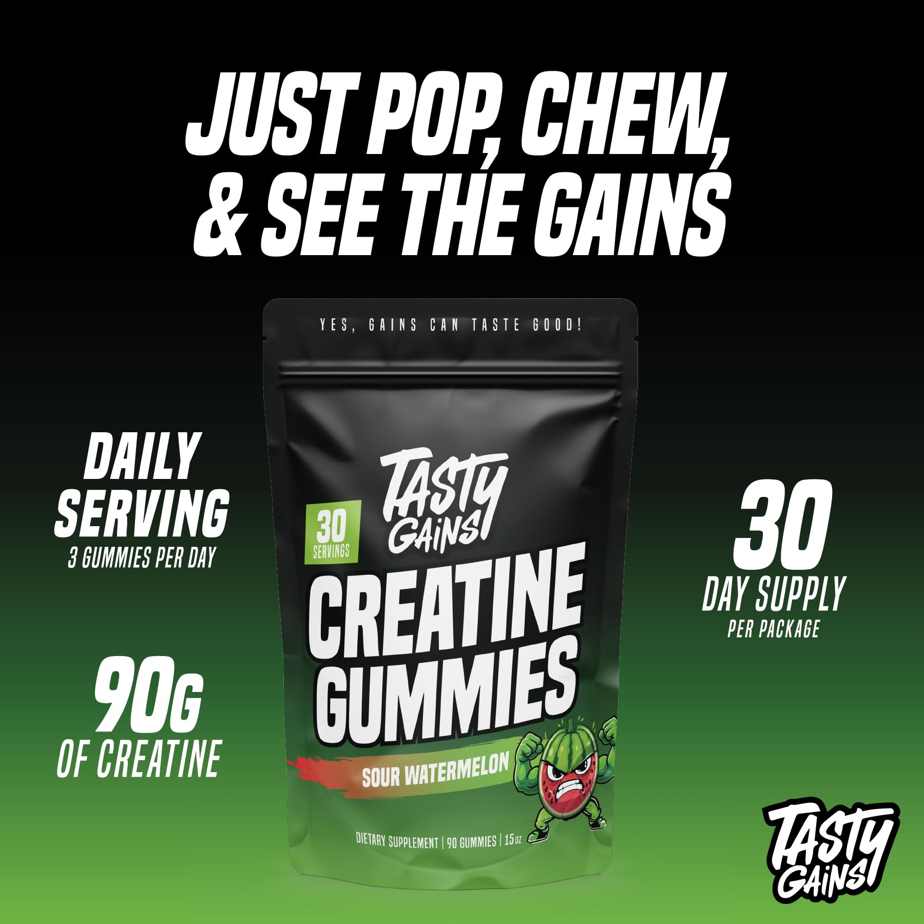 TASTY GAINS primer plano de la textura de la gominola, aspecto apetecible y baja azúcar
