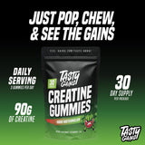 TASTY GAINS primer plano de la textura de la gominola, aspecto apetecible y baja azúcar