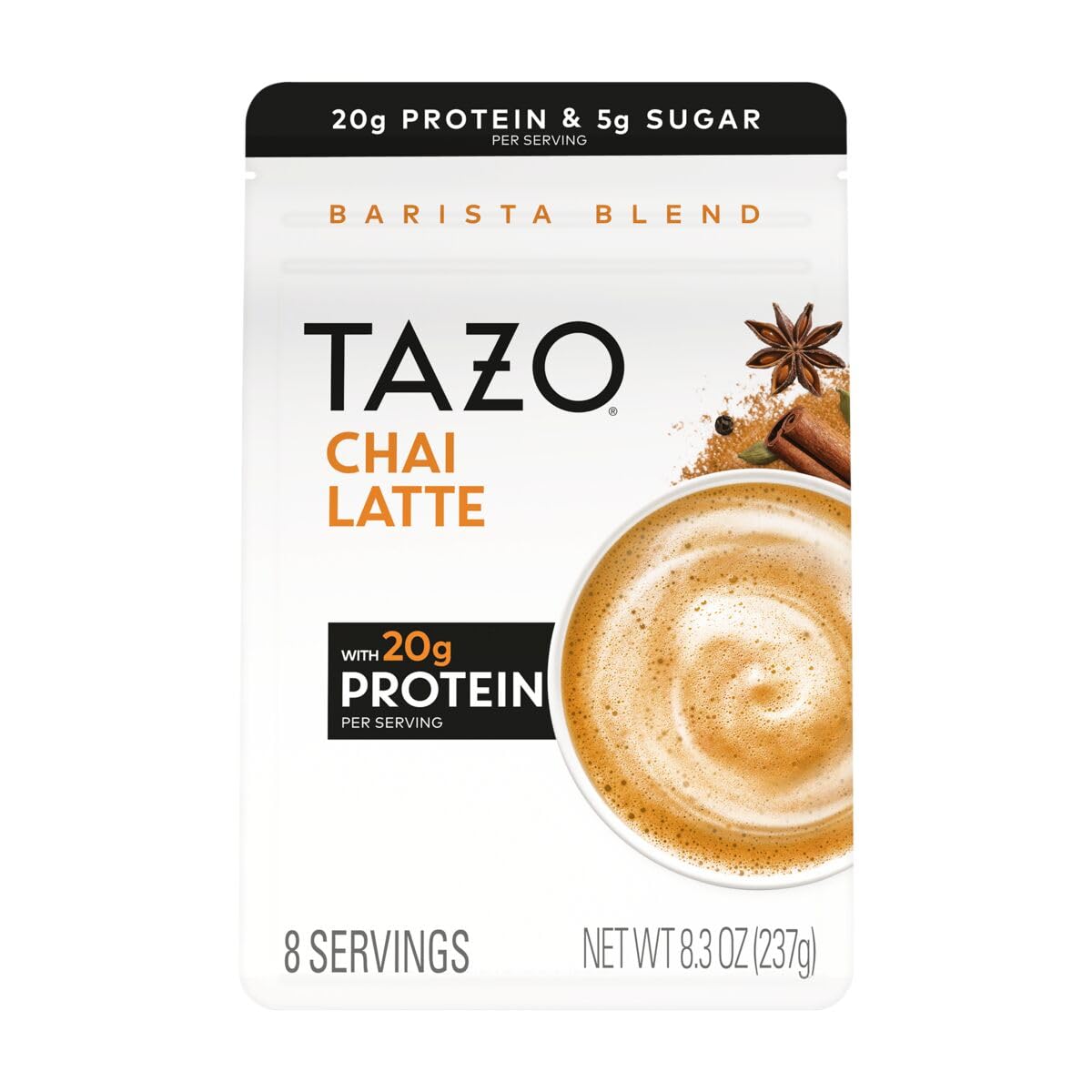 TAZO frente del paquete mostrando marca y beneficio proteico