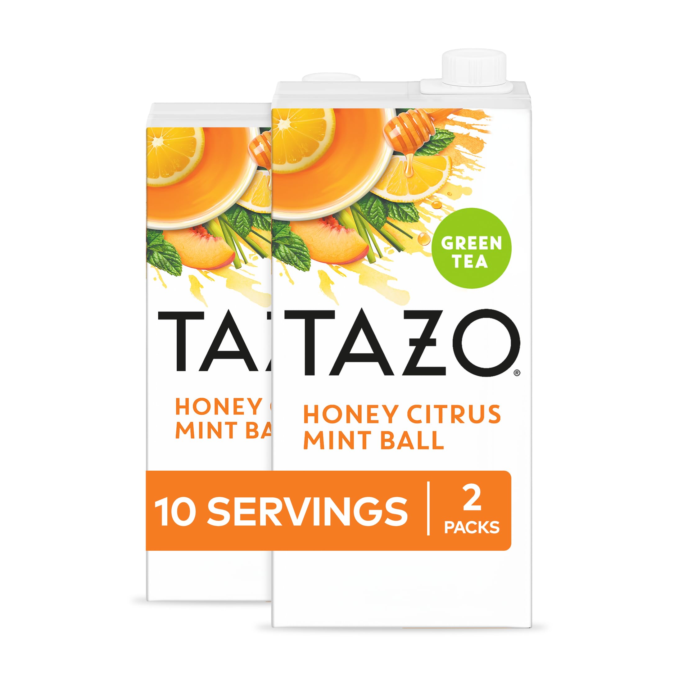 TAZO envase frontal del concentrado mostrando marca y diseño, conveniencia rápida