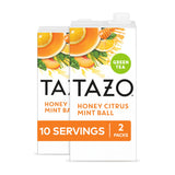 TAZO envase frontal del concentrado mostrando marca y diseño, conveniencia rápida
