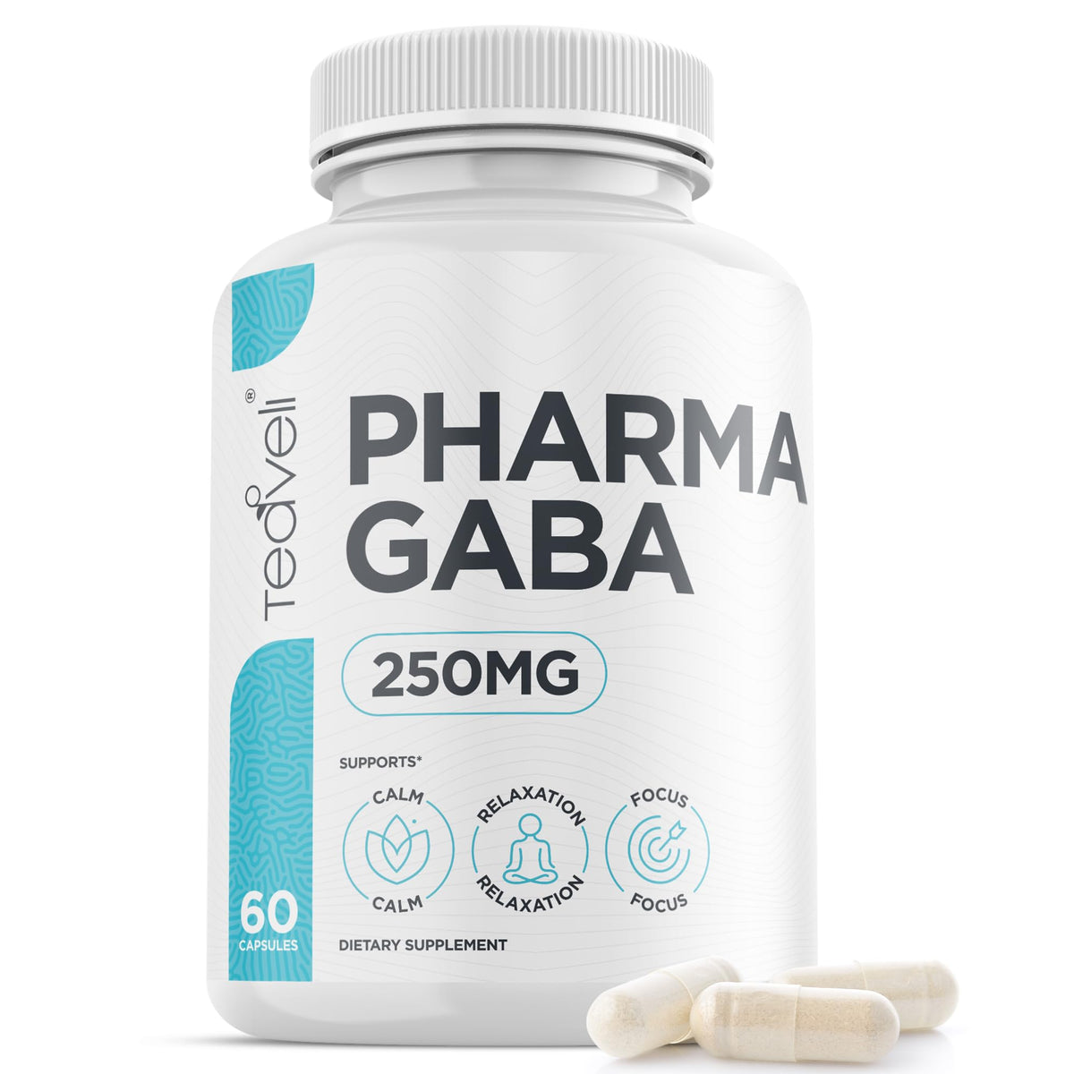 Teaveli Pharma GABA envase frontal mostrando etiqueta clara y beneficios