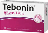 Tebonin envase frontal mostrando 30 comprimidos y ventaja de dosificación clara