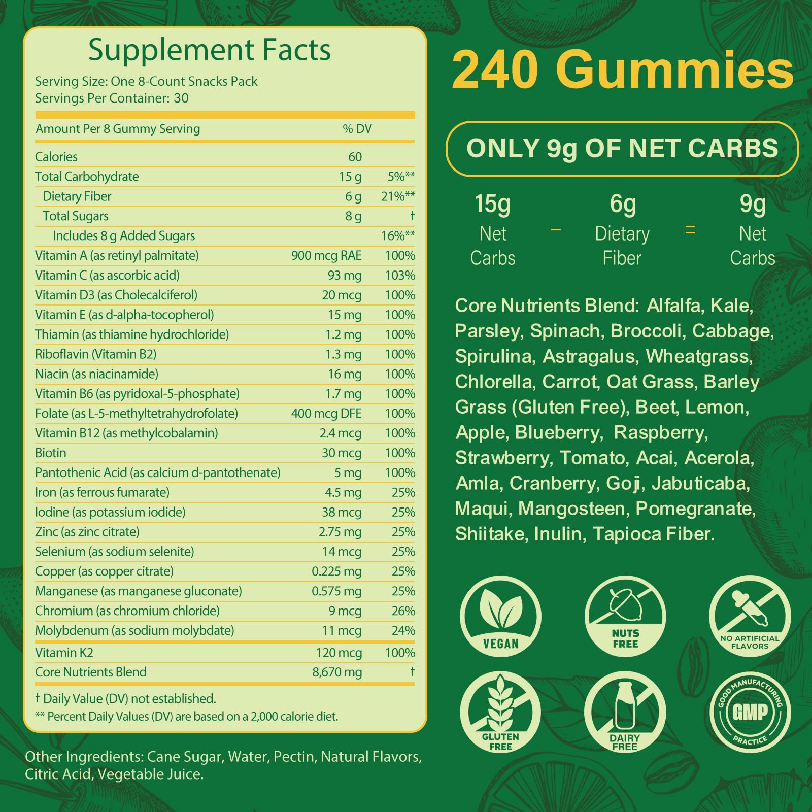 Ingredientes Tecepec con spirulina y chlorella que aportan nutrientes y clorofila
