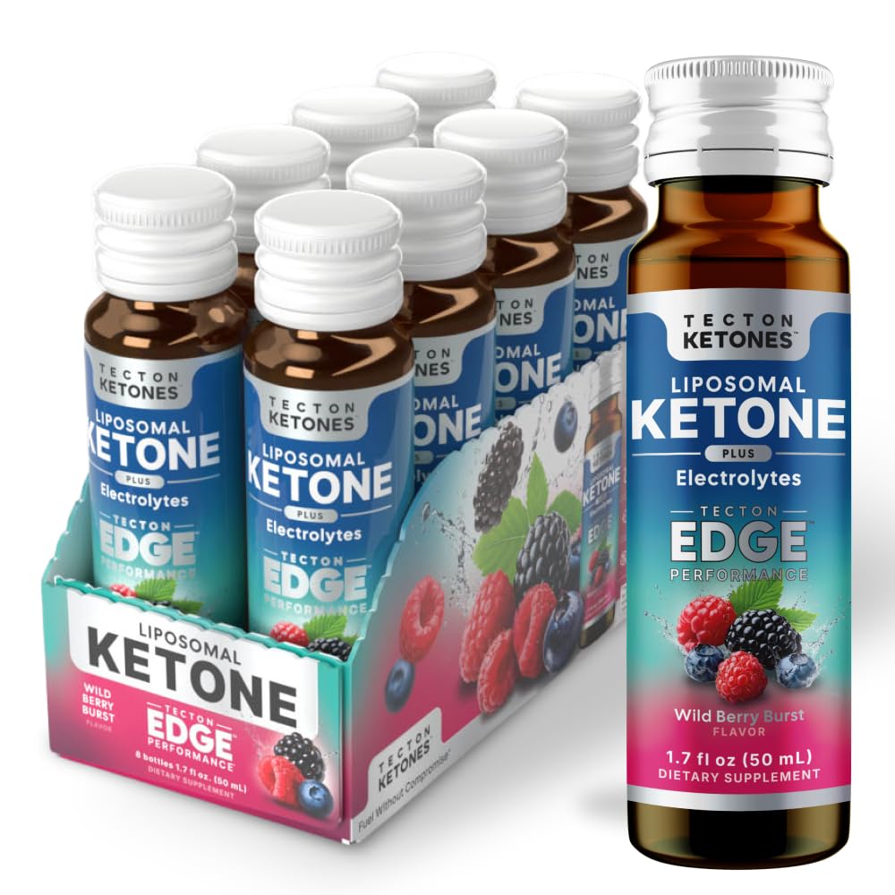 Tecton Ketones empaque frontal mostrando diseño y cantidad 8 ct, ventaja portabilidad