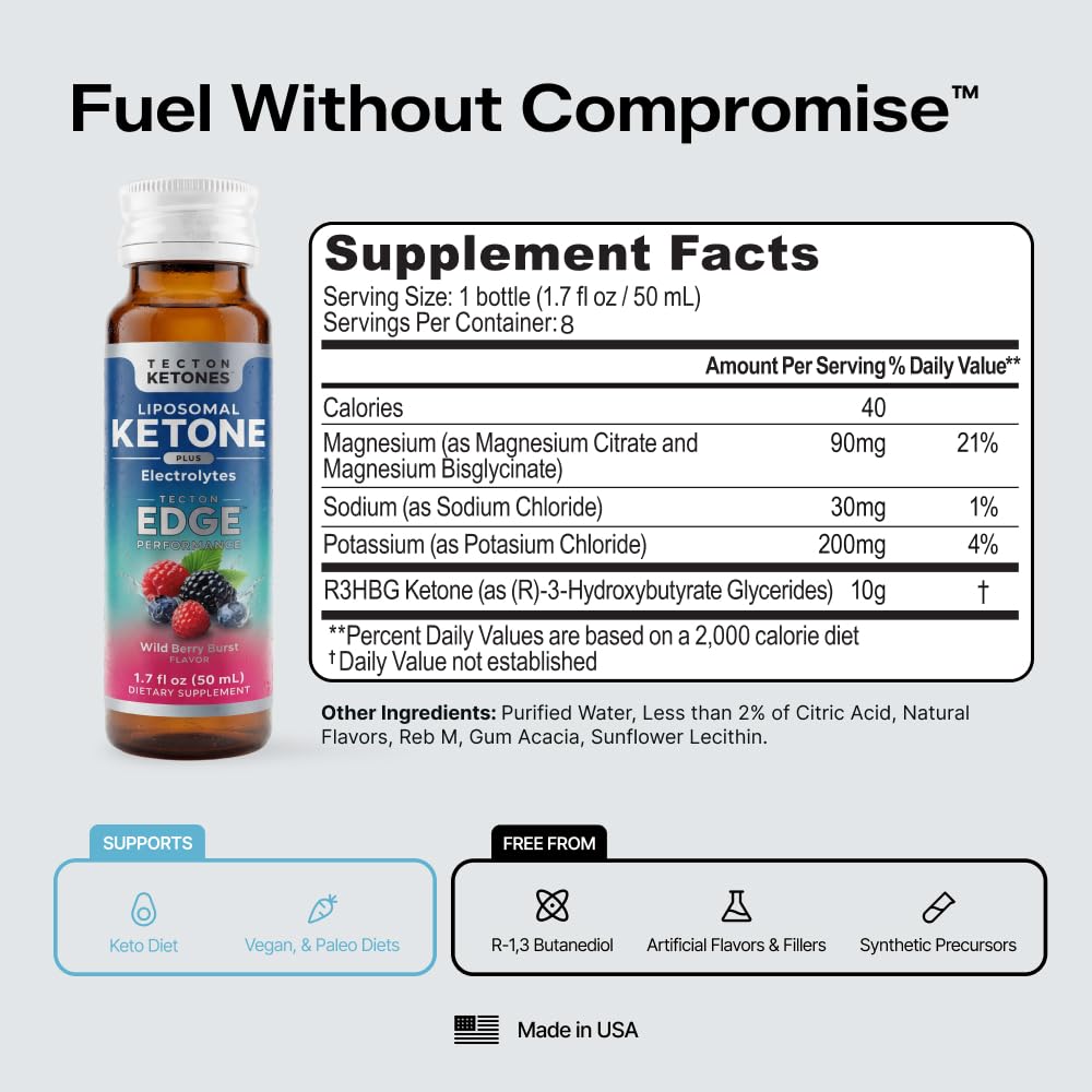Tecton Ketones información nutricional cerca, aclara composición y sin azúcares