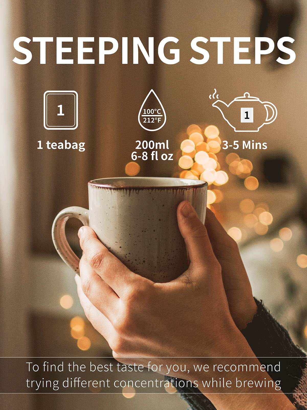 TeeLux escena de estilo de vida enjoy té en mesa ligera y relajante