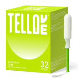 Tellove empaque frontal mostrando 32 tampones y beneficios para comodidad
