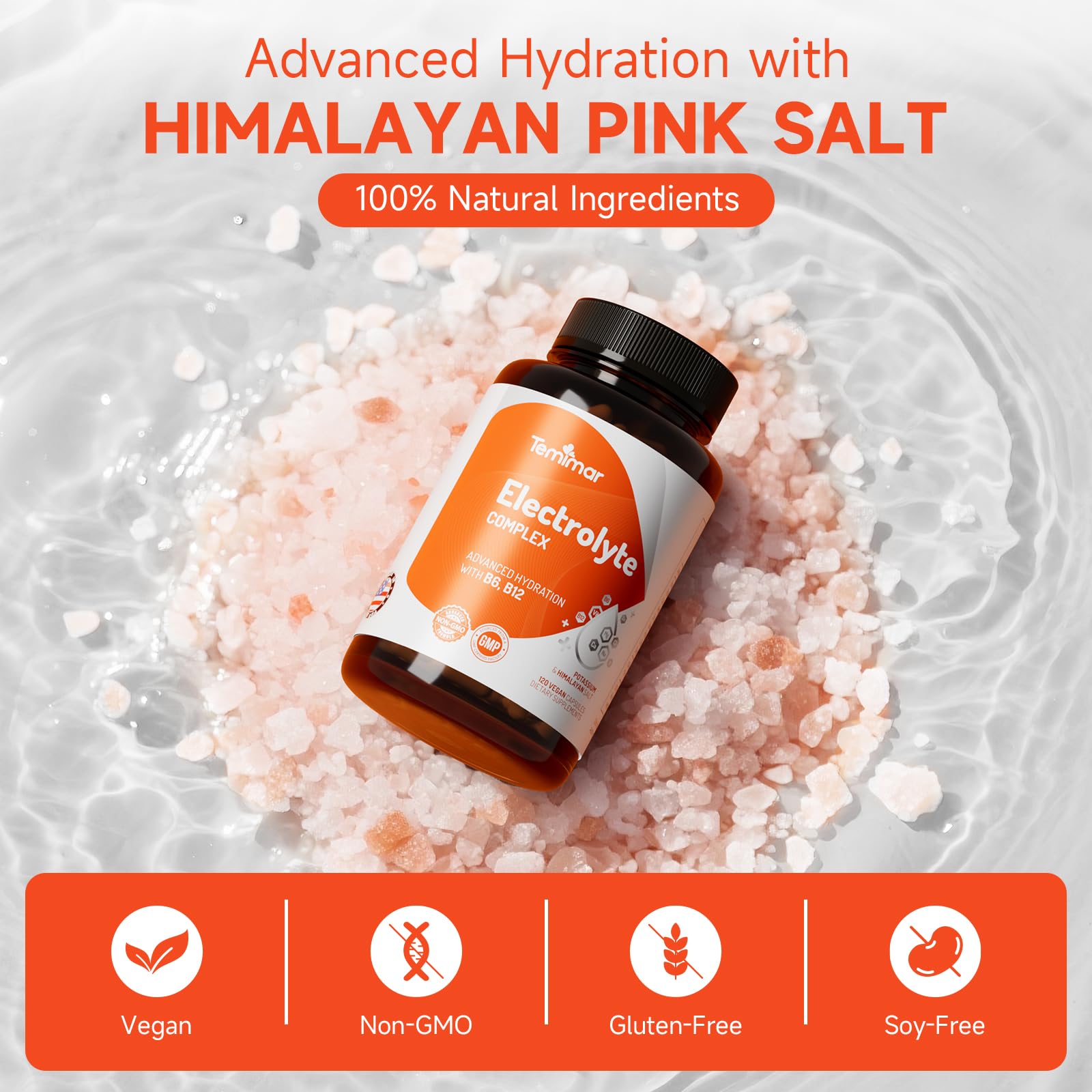 Temimar sal rosa del Himalaya como fuente de sodio y absorción