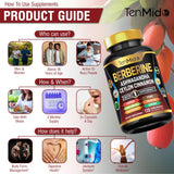 Tenmido Berberine cierre de etiqueta nutricional y lista de ingredientes verificada