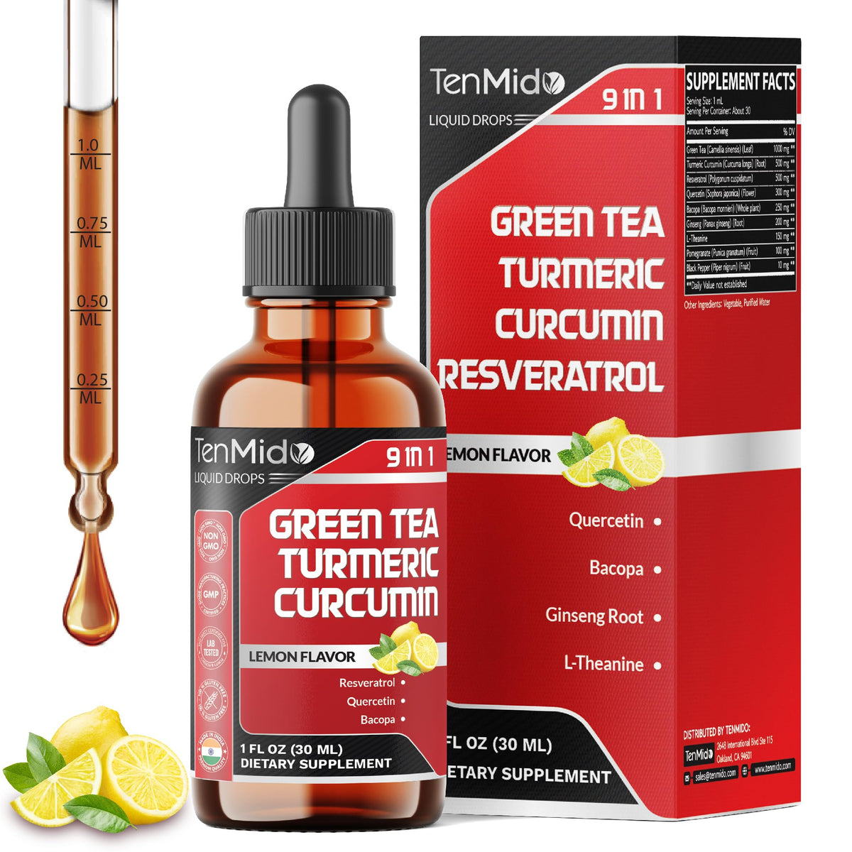 Tenmido botella frontal mostrando diseño y volumen 30 ml, útil para identificar producto