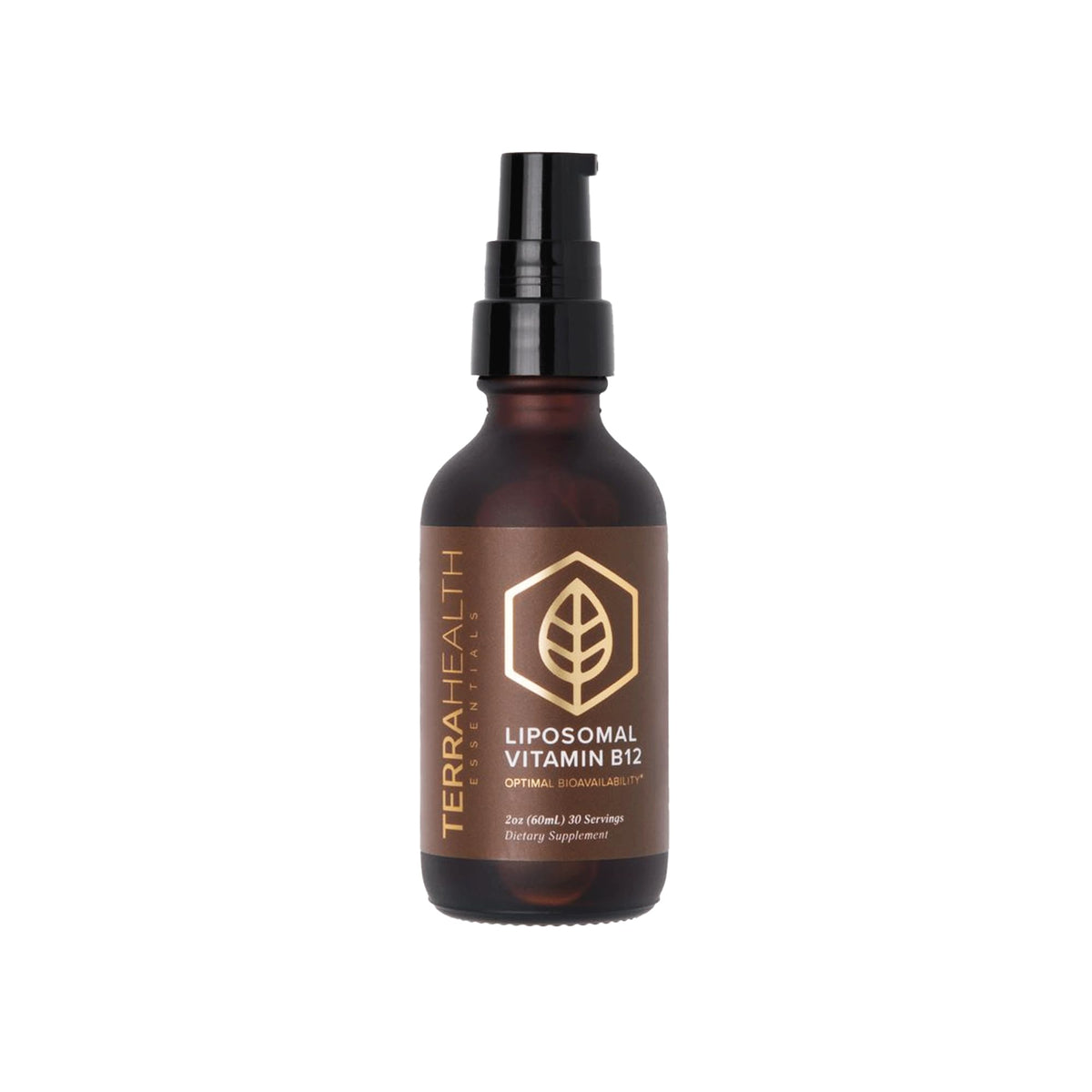 Terra Health Essentials frasco frontal mostrando etiqueta clara y beneficio energético
