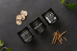 TERRA ELMNT collage de ingredientes: maca, ashwagandha y damiana para potencia