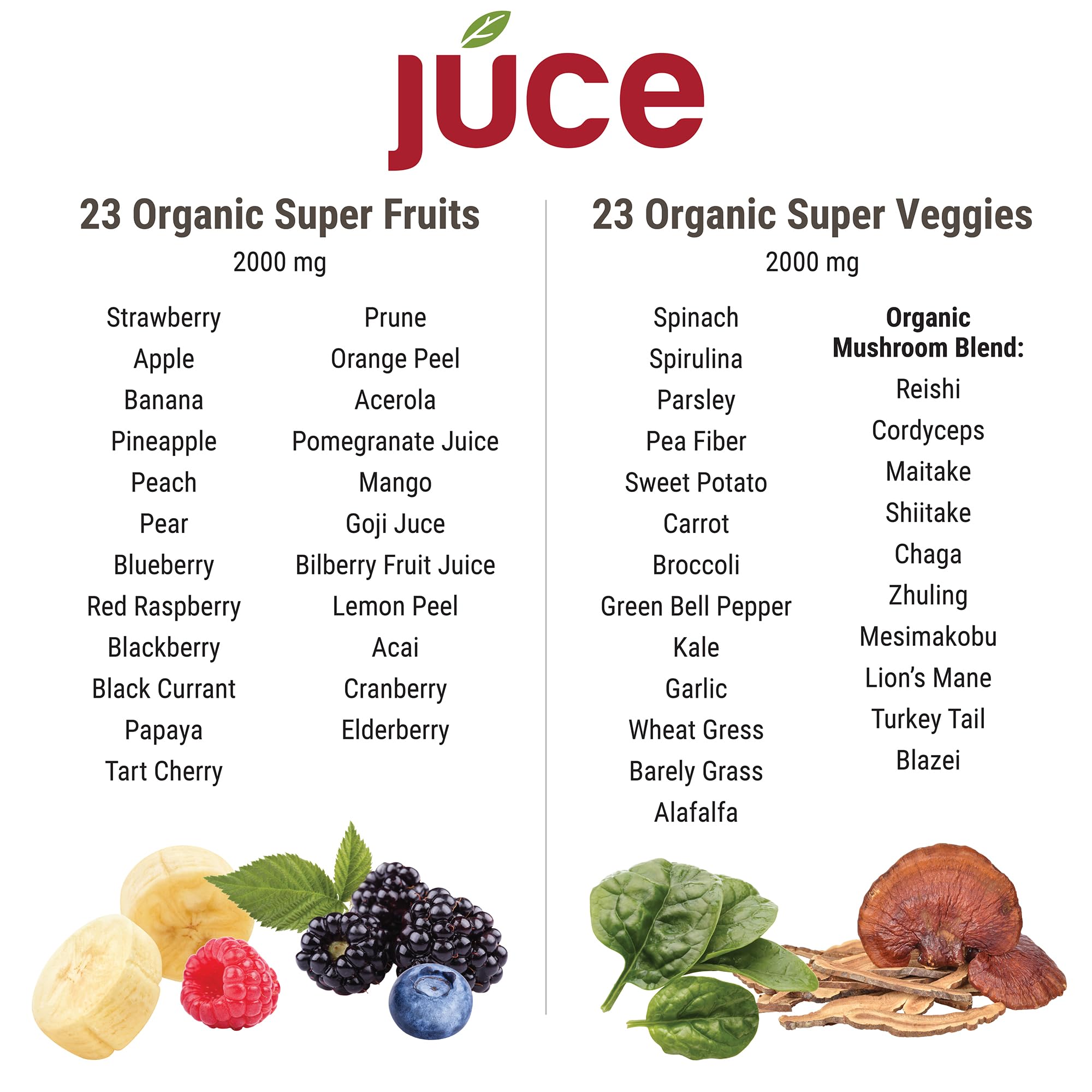 Terra Kai Organics frutas y verduras orgánicas dispuestas para visualizar ingredientes