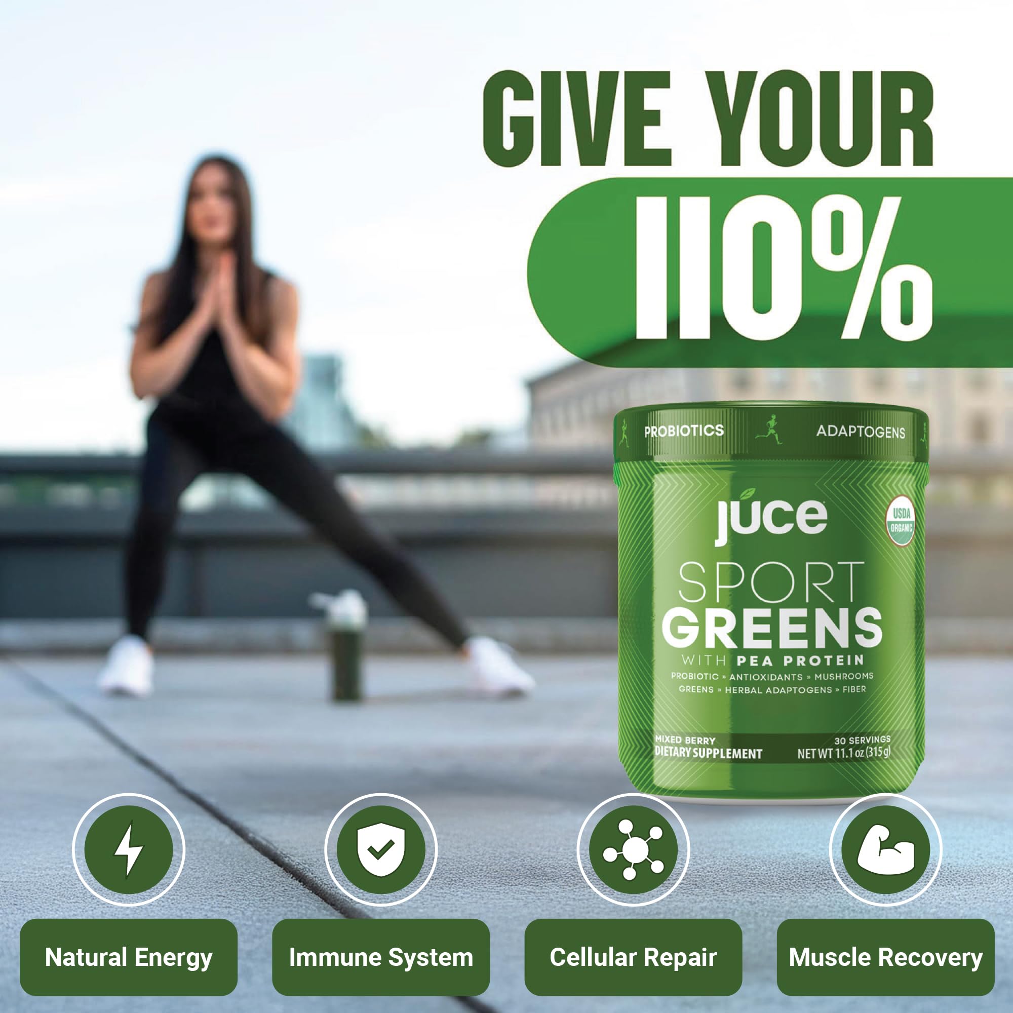 Terra Kai Organics textura del polvo verde, mezcla fina y fácil disolución