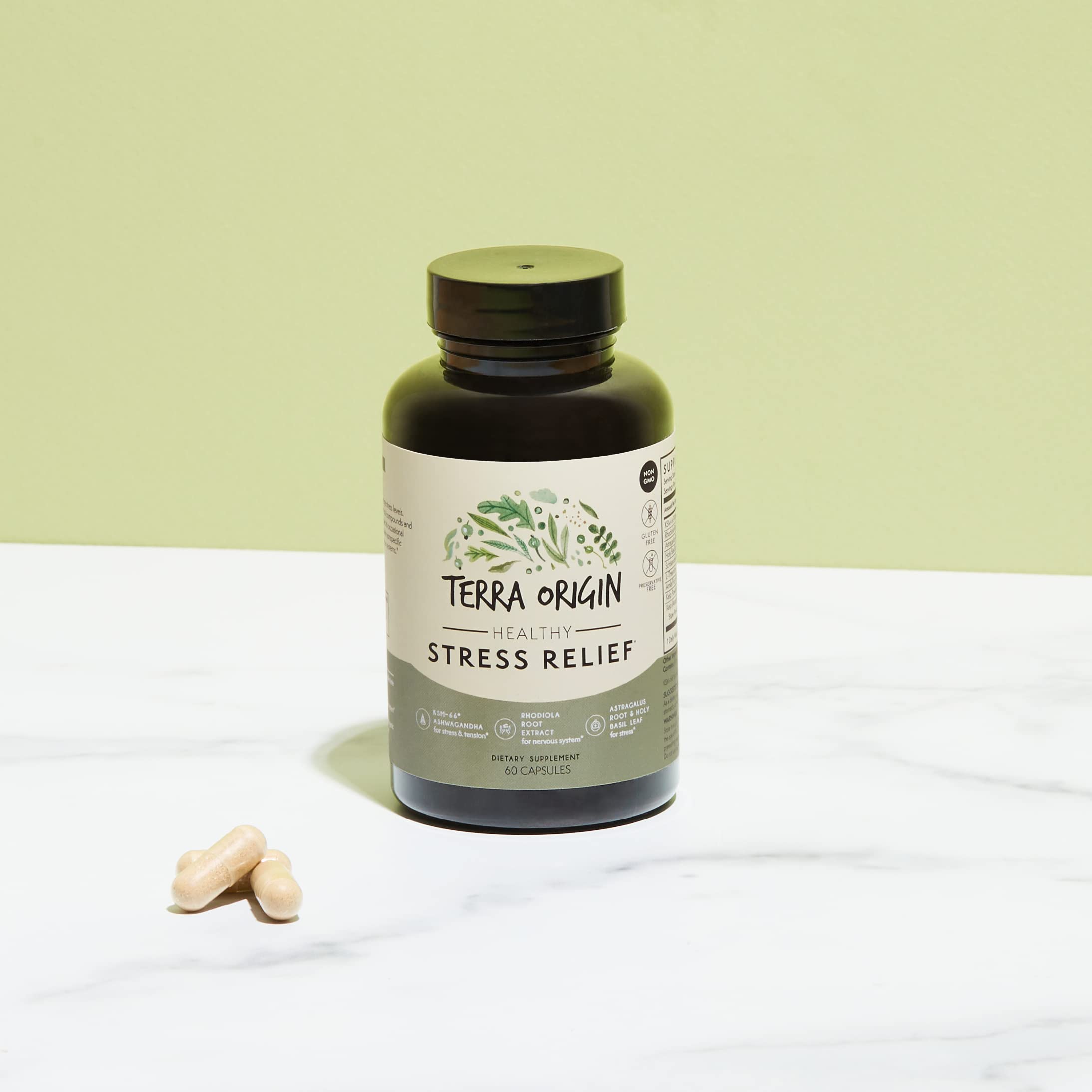 TERRA ORIGIN detalle en KSM-66 ashwagandha resaltando pureza