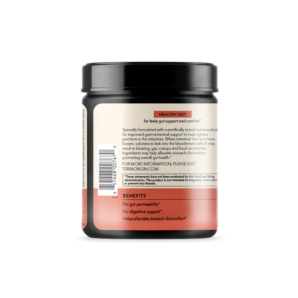 TERRA ORIGIN ingredientes clave dispuestos: L‑Glutamina y hierbas beneficiosas