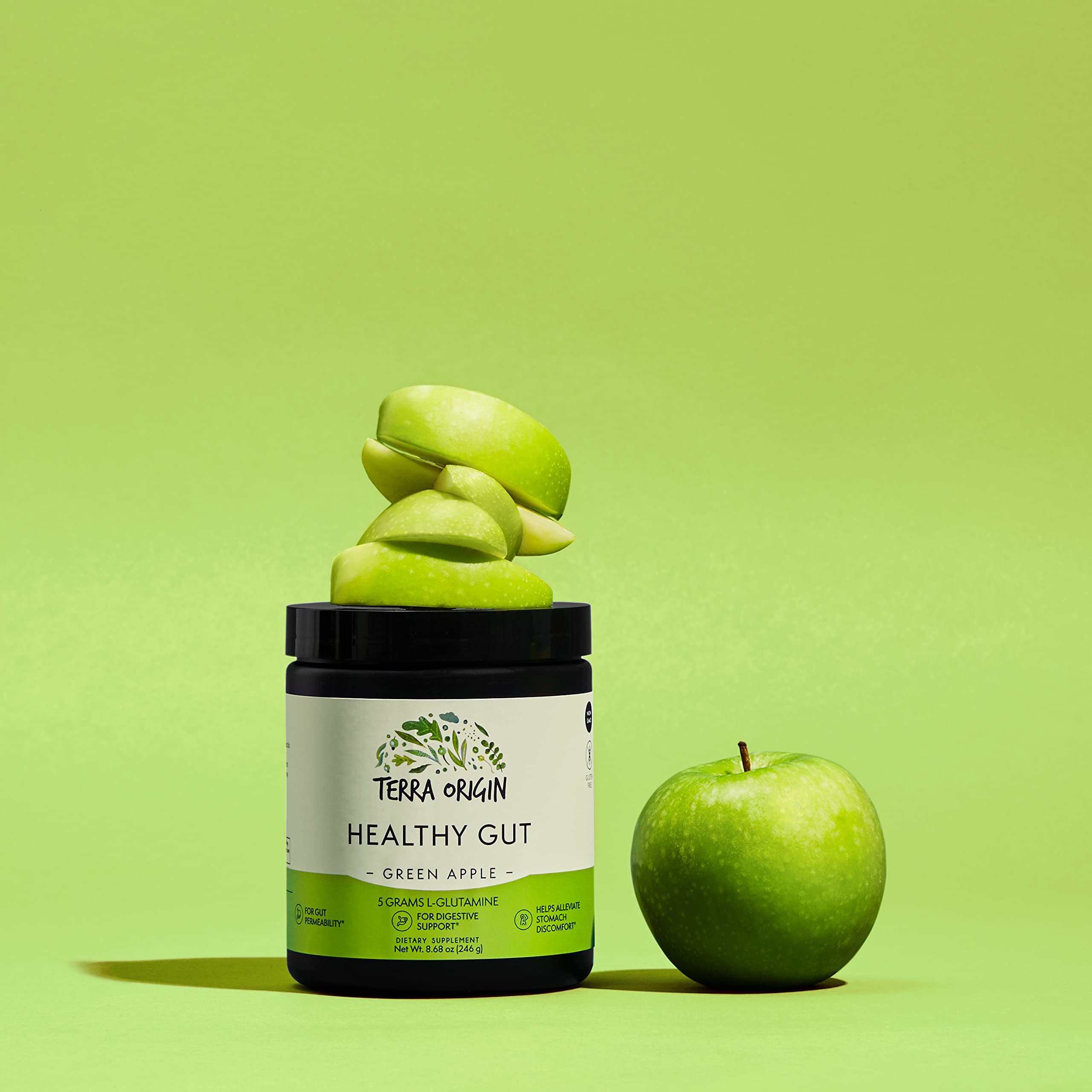 Ingredientes herbales Terra Origin dispuestos, muestra componentes naturales