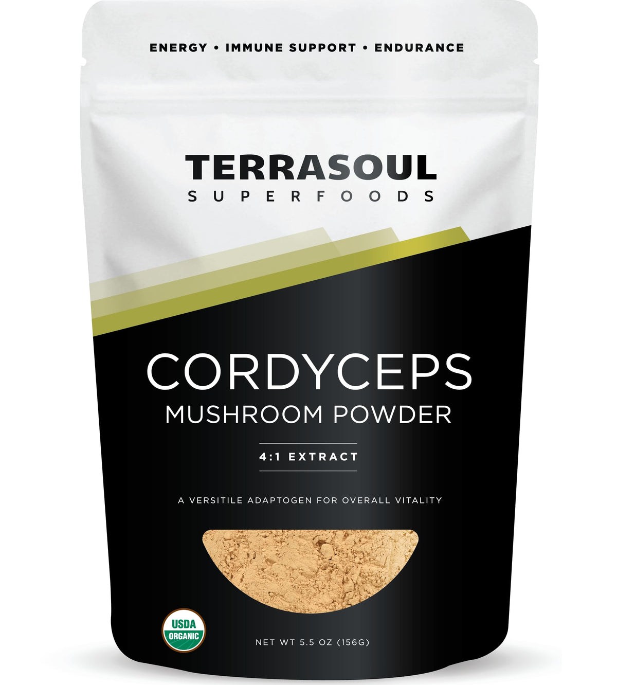 Terrasoul Superfoods envase frontal mostrando etiquetas orgánicas y tamaño