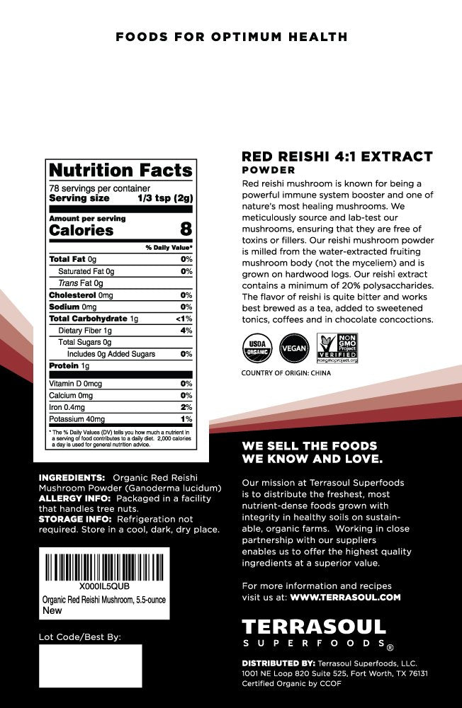 Terrasoul Superfoods textura del polvo fino para mezclar fácil