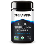 Terrasoul Superfoods frasco frente con spirulina azul preservada