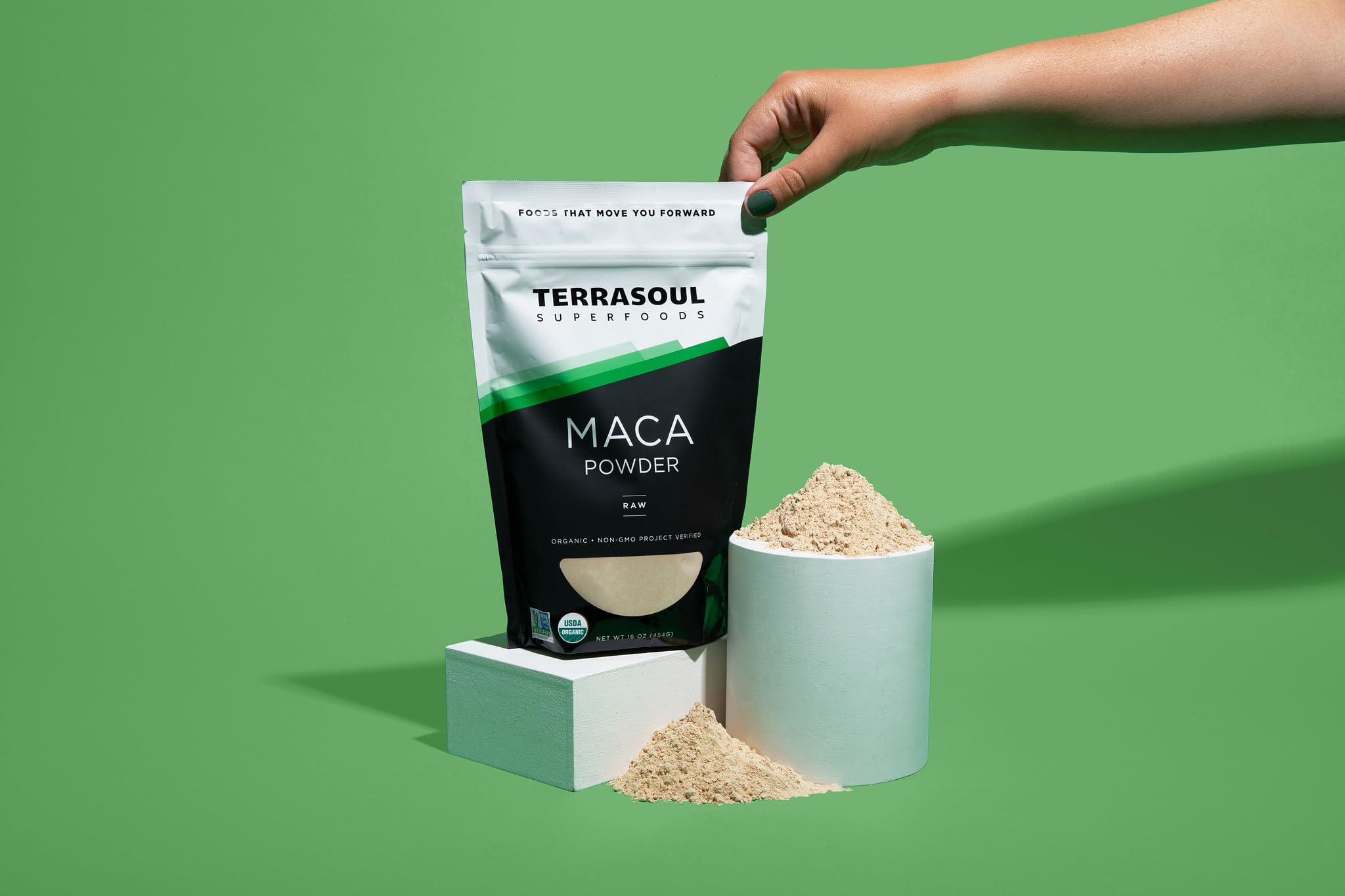 Terrasoul Superfoods detalle del polvo color natural ideal para mezclar