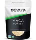 Terrasoul Superfoods maca en polvo frente mostrando empaque y facilidad de uso