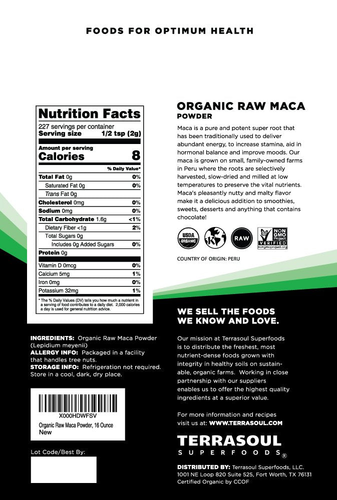 Terrasoul Superfoods textura cerca polvo fino que facilita mezcla y absorción