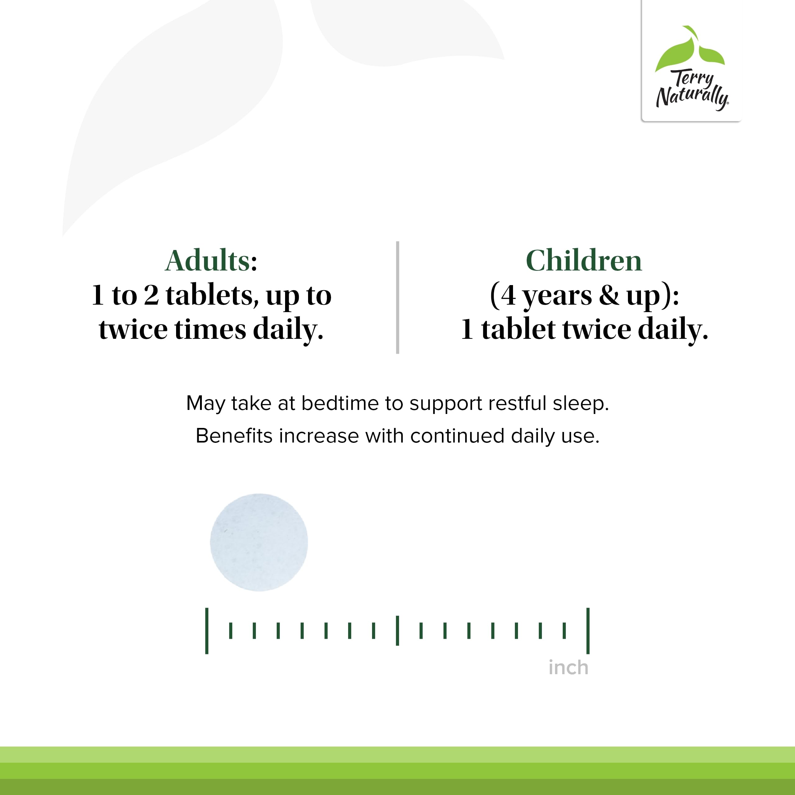 Terry Naturally AnxioCalm tabletas en mano para mostrar tamaño y conveniencia