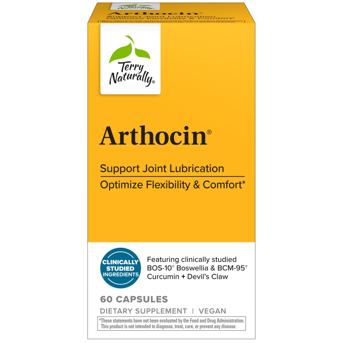 Terry Naturally Arthocin frasco delantero mostrando la presentación y beneficios