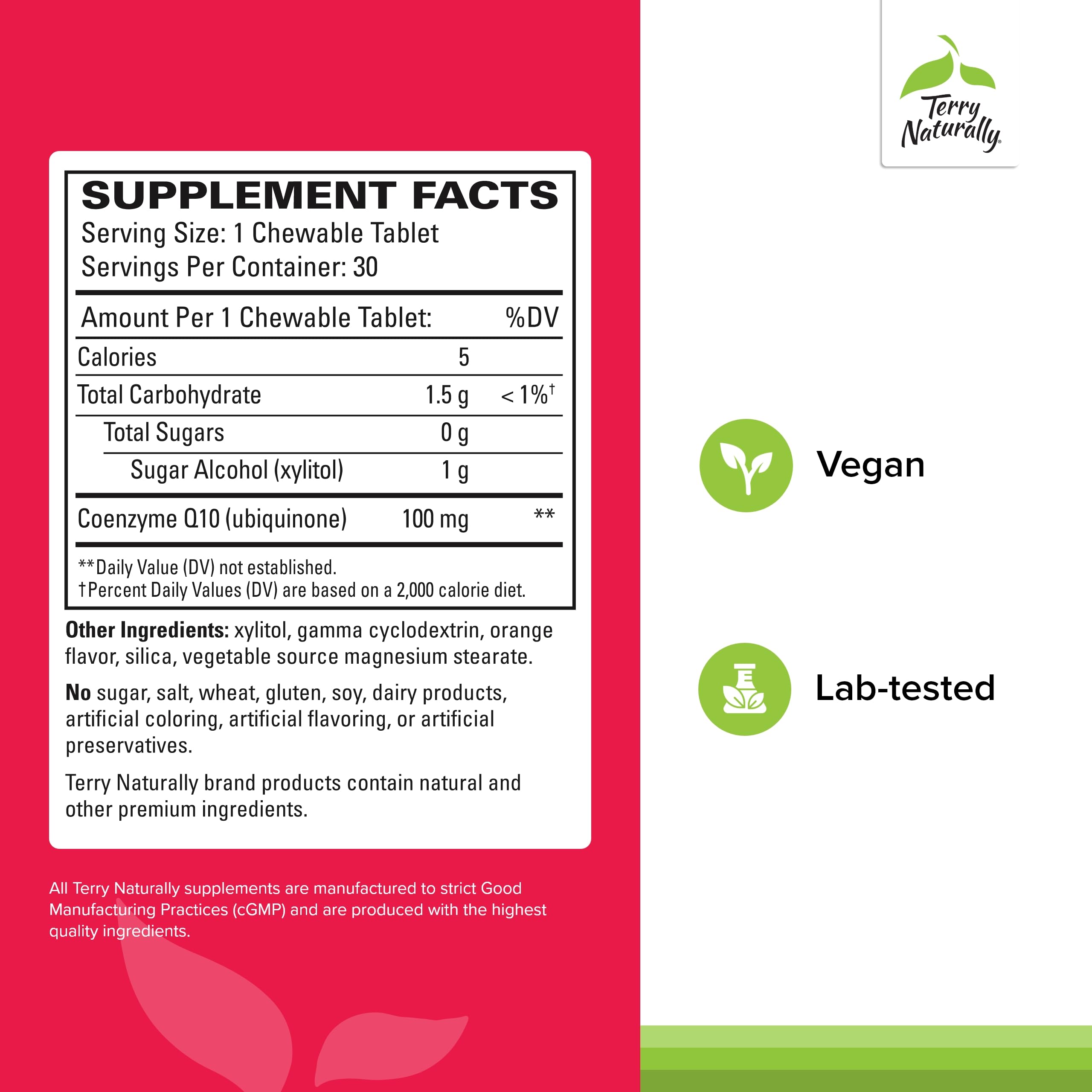 Terry Naturally tabletas masticables amontonadas, consumo práctico