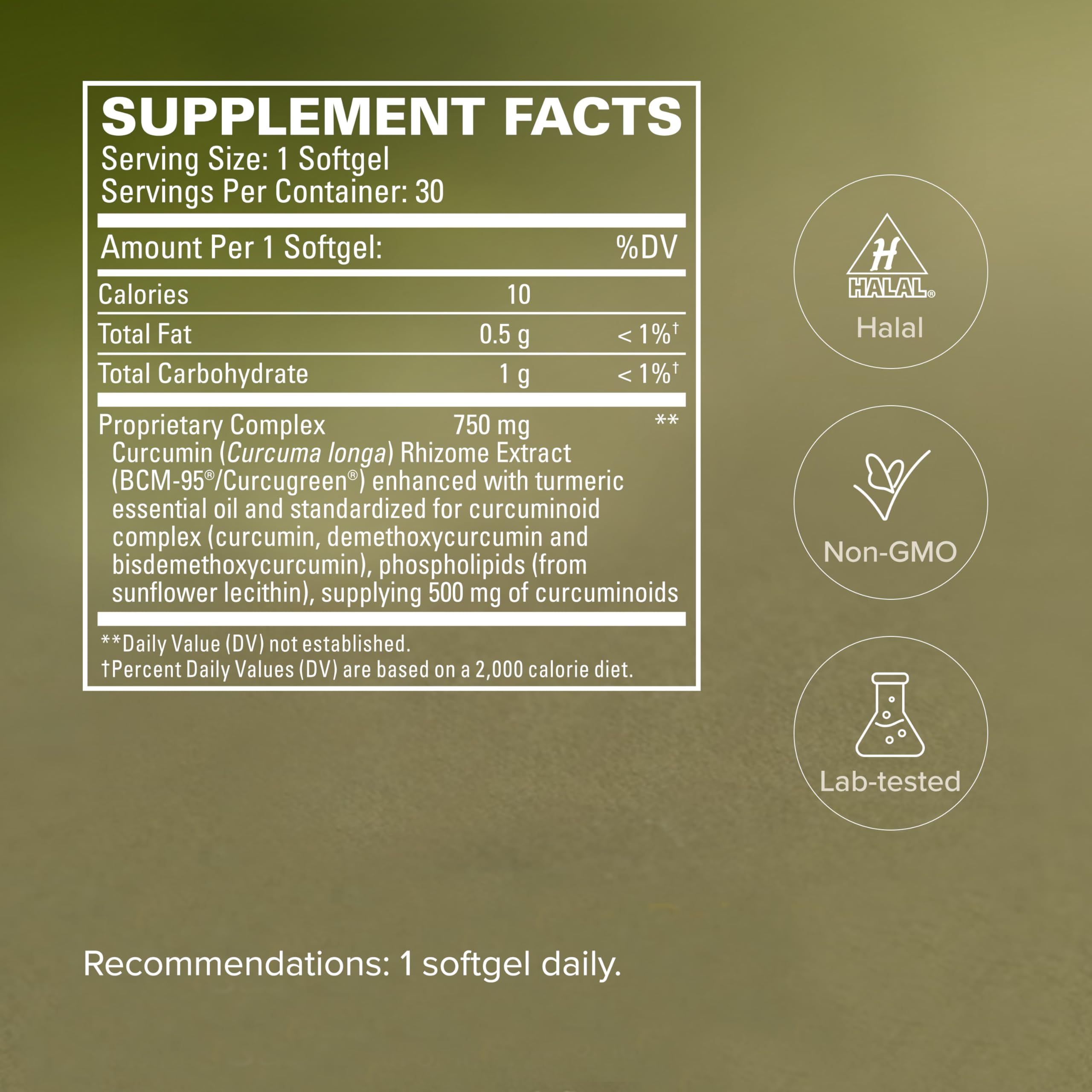 Terry Naturally CuraMed etiqueta con información nutricional clara y dosificación