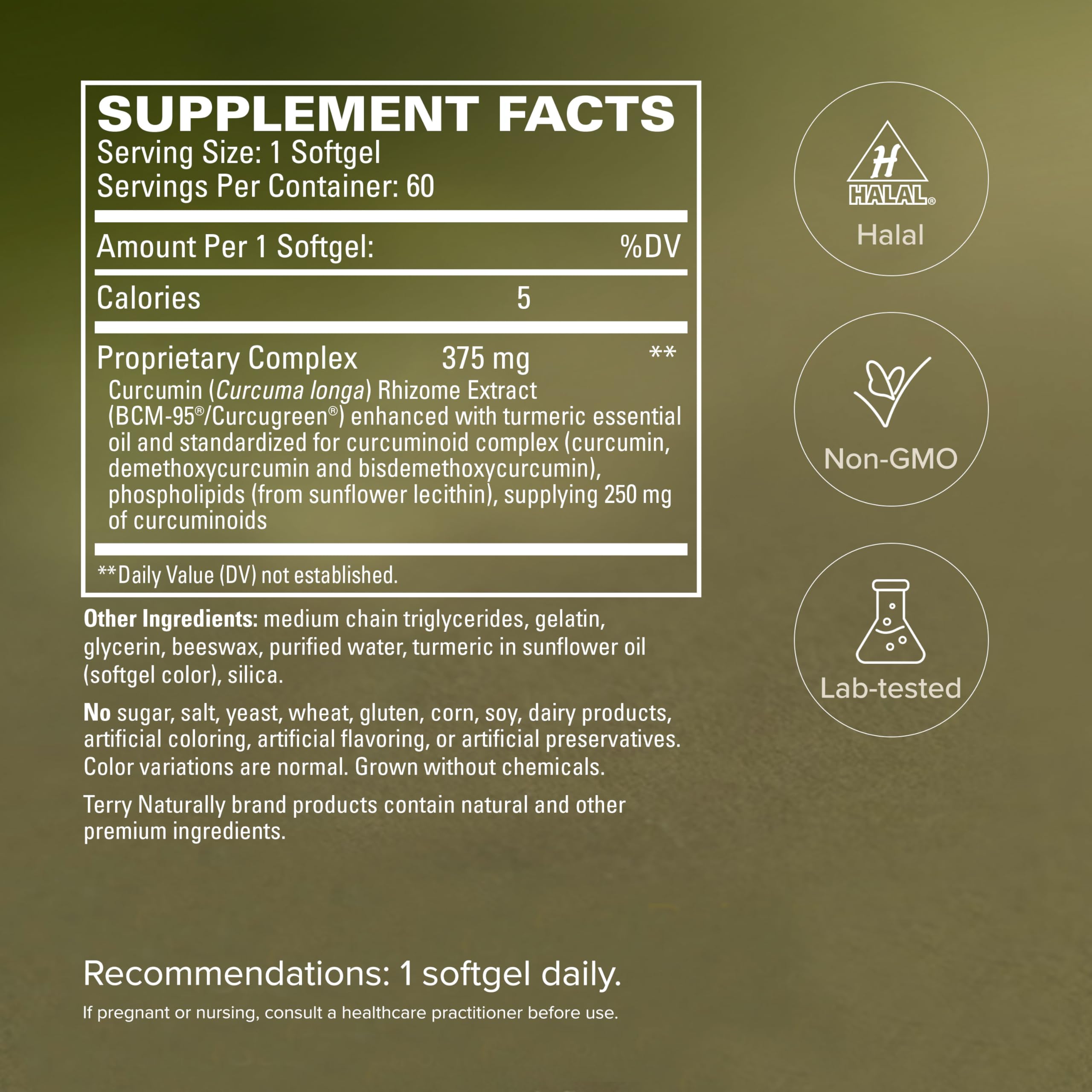 Terry Naturally CuraMed etiqueta e ingredientes para transparencia y confianza