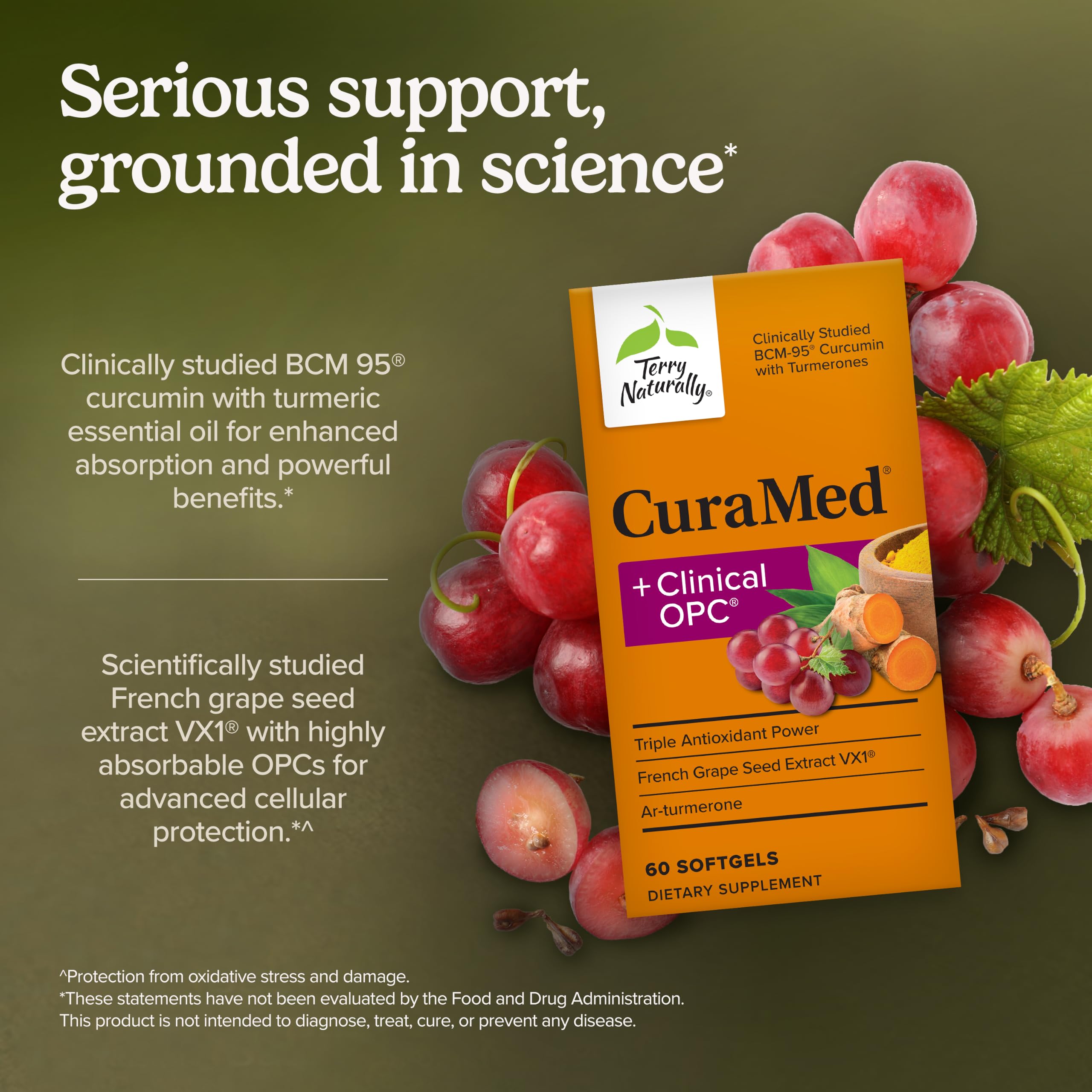 Terry Naturally etiqueta con lista de ingredientes y especificaciones claras