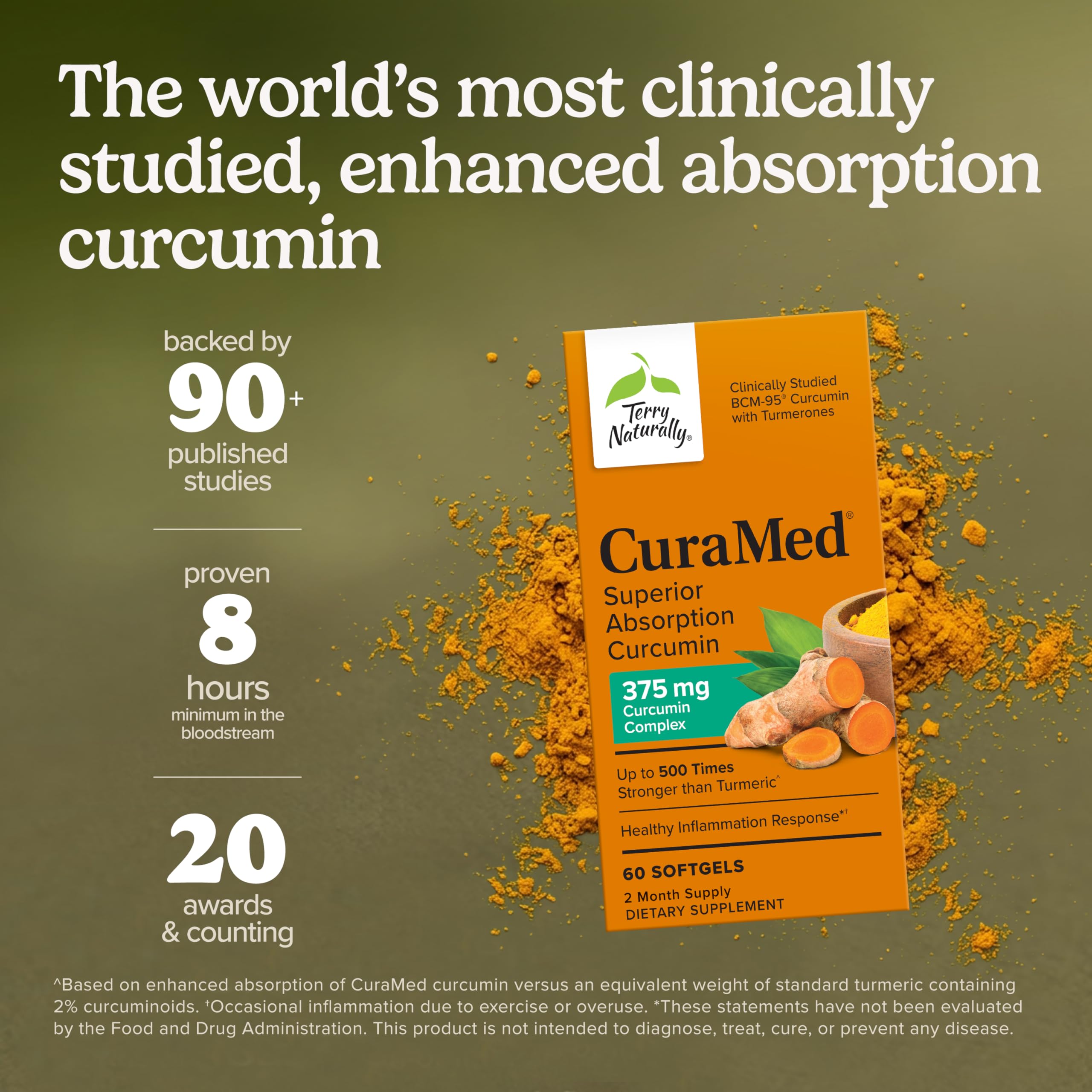 Terry Naturally CuraMed detalle del aceite de cúrcuma para mejor absorción