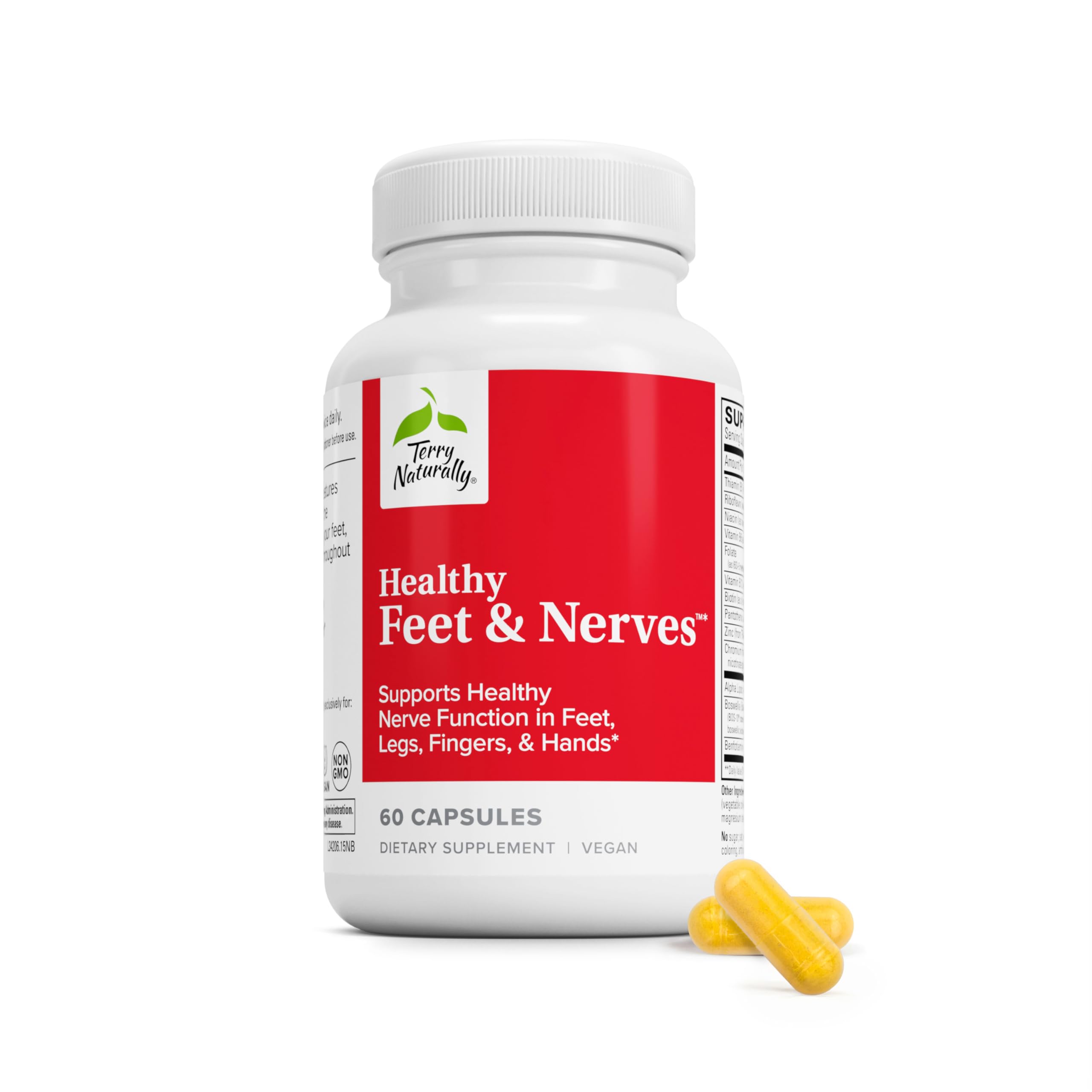 Terry Naturally envase frontal mostrando la etiqueta y beneficio vegano