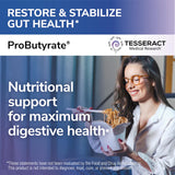 Detalle de la etiqueta Tesseract ProButyrate resaltando tecnología y dosificación clara