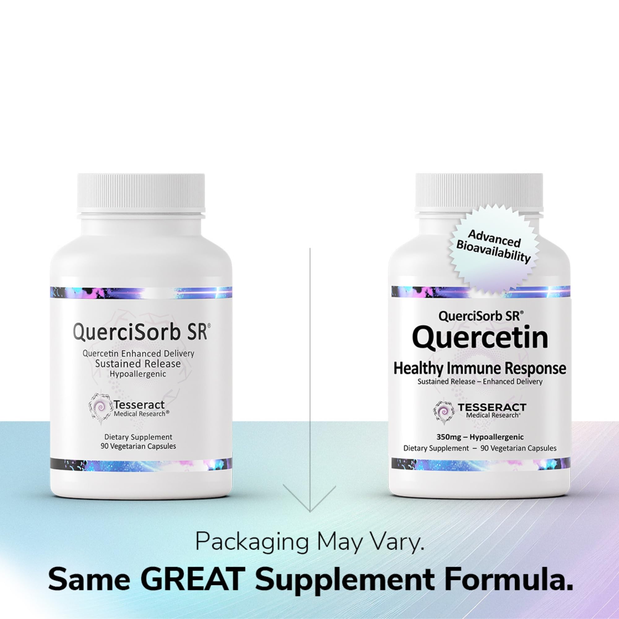 Tesseract QuerciSorb SR botella abierta con tabletas, fácil dosificación y conveniencia