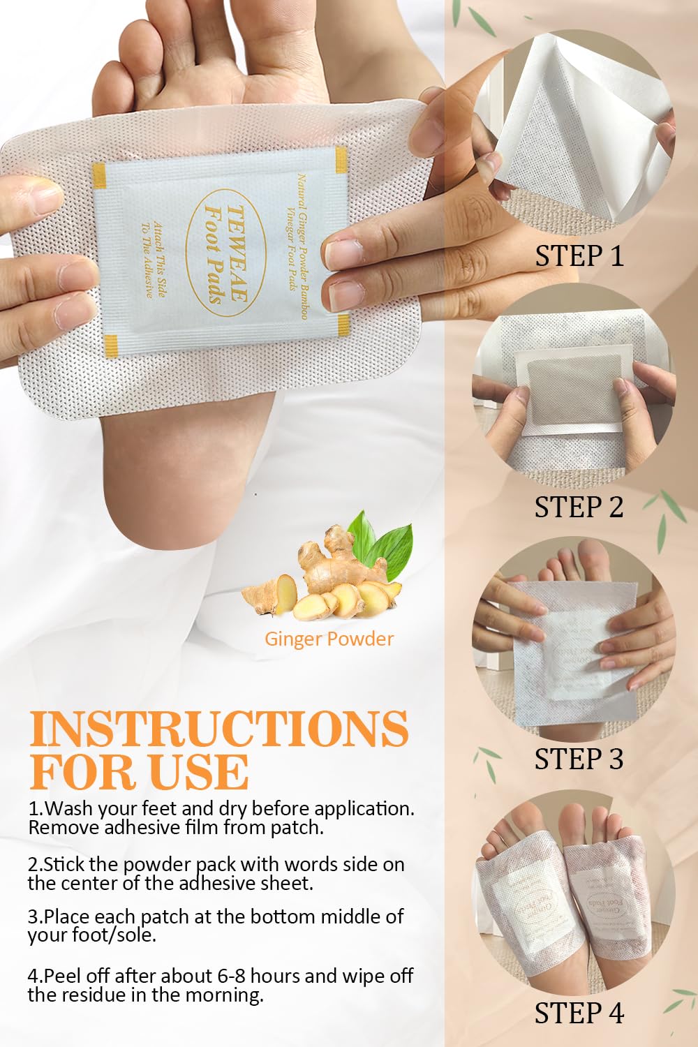 TEWEAE etiqueta con ingredientes naturales como jengibre y artemisa