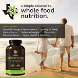 Texas SuperFood ingredientes vegetales frescos que ilustran la mezcla