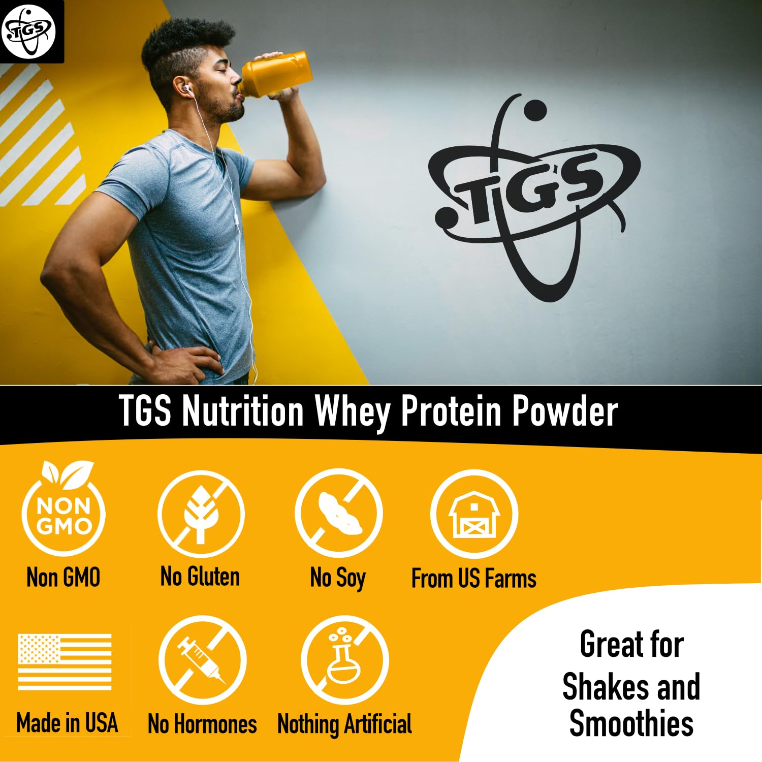 TGS Nutrition cuchara medidora mostrando control de porciones y 25g proteína