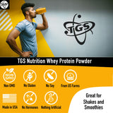 TGS Nutrition cuchara medidora mostrando control de porciones y 25g proteína