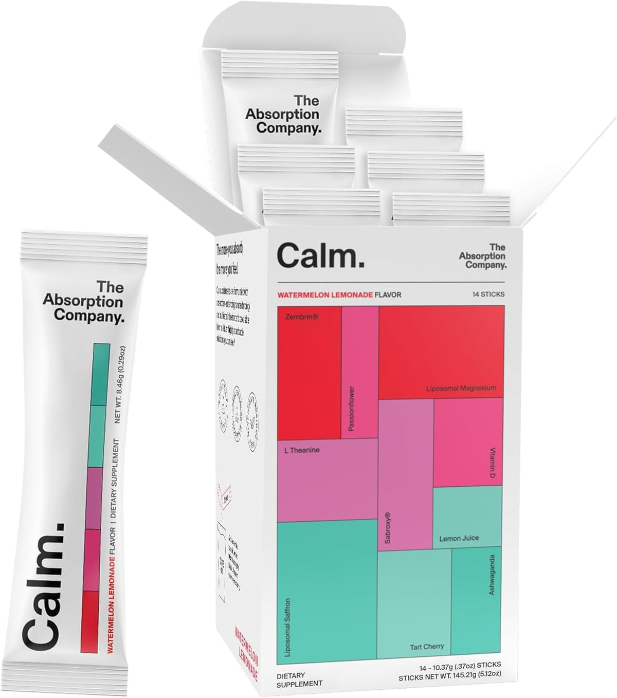The Absorption Company frente del empaque mostrando sabor y ventaja relax