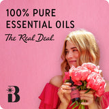 The Best Essential Oil Co etiqueta legible con ingredientes y beneficios